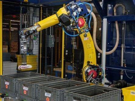 Amazon unveils new robotic arm and a drone that can fly in the rain